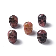 Natural Rhodonite Beads, Skull, 13x10x11.5mm, Hole: 1mm(G-I352-04)