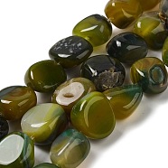 Natural Agate Beads Strands, Dyed & Heated, Nuggets, Tumbled Stone, Olive, 14~15x10~14x8~9.5mm, Hole: 1.6mm, about 12~13pcs/strand, 7.09~7.48''(18~19cm)(G-H295-D01-09)
