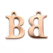 Ion Plating(IP) 304 Stainless Steel Alphabet Charms, Rose Gold, Letter.B, 12x8x1mm, Hole: 1mm(STAS-H122-B-AG)