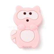 Raccoon Silicone Beads, DIY Nursing Necklaces and Bracelets Making, Chewing Pendants For Teethers, Pink, 31x22x8mm, Hole: 2mm(SIL-WH0002-84C)