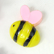 Resin Cartoon Cabochons, DIY for Bobby pin Accessories, Imitation Animal Skins, Bee Shape, Pink, 17x19mm(CRES-TAC0003-03B)