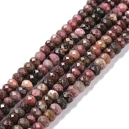 Natural Rhodonite Beads Strands, Faceted, Rondelle, 5x3.5mm, Hole: 0.8mm, about 116pcs/strand, 15.55''(39.5cm)(G-E591-03)