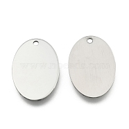 201 Stainless Steel Oval Stamping Blank Tag Pendants, One Side Polishing, Stainless Steel Color, 32x22x1mm, Hole: 2mm(X-STAS-R064-03)