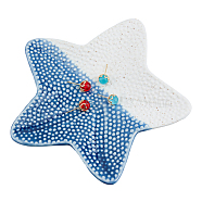 Ceramic Jewelry Plates, Storage Tray for Rings, Necklaces, Earring, Starfish, 140x148x16.5mm(AJEW-WH0455-016A-02)