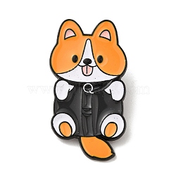 Cute Dog Enamel Pins, Zinc Alloy Puppy Brooches for Backpack Clothes, Orange, 40.5x22mm(JEWB-S025-07)