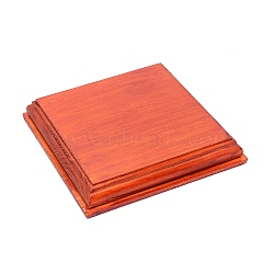 Wooden Display, Square, Orange Red, 12.55x12.55x2cm(AJEW-WH0251-17)