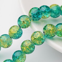 Crackle Glass Beads Strands, Round, Medium Turquoise, 10mm, Hole: 1.3~1.6mm, about 80pcs/strand, 31.4 inch(X-CCG-Q002-10mm-07)