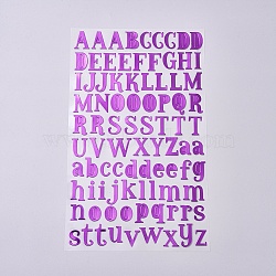 Waterproof Plastic Decorations Stickers, DIY Handmade Scrapbook Photo Albums, Alphabet Letter A~Z & Lowercase Letter a~z, Medium Orchid, 25.5x15.3x0.04cm(X-AJEW-WH0104-97J)