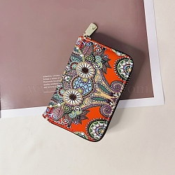 PU Imitation Leather Handbags, Clutch Bag with Zipper, Rectangle with Flower, Orange Red, 11x7.5x3cm(PAAG-PW0012-28B)