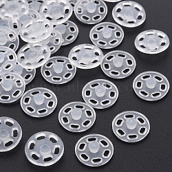 Transparent Resin Snap Fasteners, Flat Round, Clear, 14.5x5mm, Hole: 3mm(BUTT-N018-060)