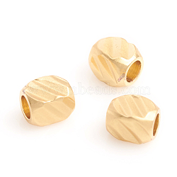 Matte Style Brass Beads, Long-Lasting Plated, Textured, Cuboid, Real 14K Gold Plated, 3x2.5x2.5mm, Hole: 1.5mm(KK-L155-21MG)