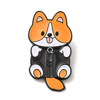 Cute Dog Enamel Pins, Zinc Alloy Puppy Brooches for Backpack Clothes, Orange, 40.5x22mm