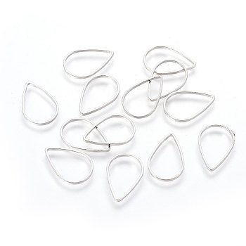 Brass Links, teardrop, Plated in platinum color, Nickel Free, about 11mm wide, 16mm long, 1mm thick