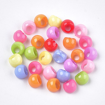 Opaque AS Plastic Charms, Suzumaru Beads, Round, Mixed Color, 10x9.5x9mm, Hole: 4mm, about 1600pcs/500g