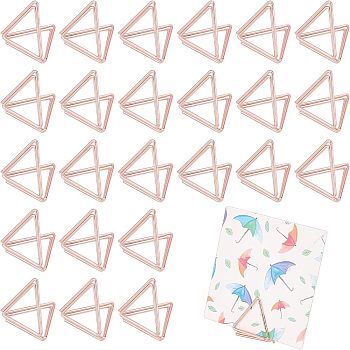 36PCS Iron Message Clip, Memo Note Photo Stand Holder, Card Clips, For Wedding Decoration, Triangle, Rose Gold, 21x24mm, 36pcs/box