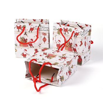 Christmas Themed Paper Bags, Square, for Jewelry Storage, Christmas Themed Pattern, 20x20x0.45cm