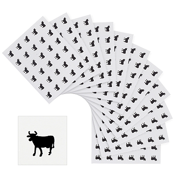 Paper Self Adhesive Cartoon Stickers, for Envelopes, Bubble Mailers and Bags Decor, Black, Cow Pattern, 6.6x8.1x0.02cm