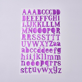 Waterproof Plastic Decorations Stickers, DIY Handmade Scrapbook Photo Albums, Alphabet Letter A~Z & Lowercase Letter a~z, Medium Orchid, 25.5x15.3x0.04cm