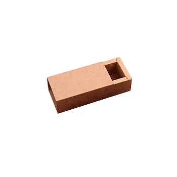 Kraft Paper Folding Box, Drawer Box, Rectangle, BurlyWood, 12.1x5.1cm, Finished Product: 10.6x3.6x3.5cm