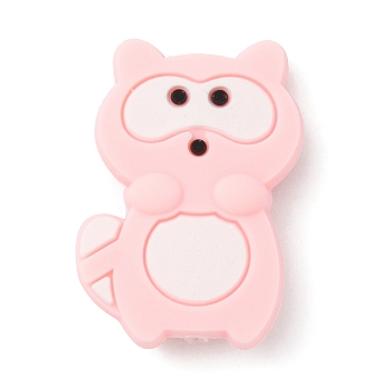 Raccoon Silicone Beads, DIY Nursing Necklaces and Bracelets Making, Chewing Pendants For Teethers, Pink, 31x22x8mm, Hole: 2mm