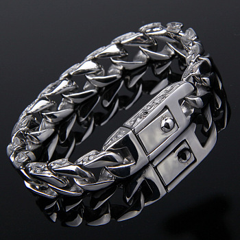 Stainless Steel Curb Chain Bracelet for Men, Stainless Steel Color, 8-1/4 inch(21cm)