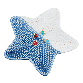 Ceramic Jewelry Plates, Storage Tray for Rings, Necklaces, Earring, Starfish, 140x148x16.5mm