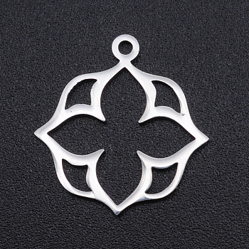 201 Stainless Steel Pendants, Laser Cut Pendants, Flower, Stainless Steel Color, 19.5x19x1mm, Hole: 1.5mm