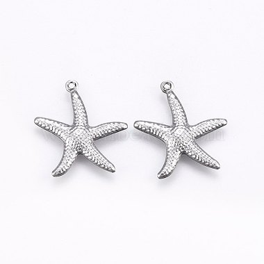 Stainless Steel Color Starfish 304 Stainless Steel Pendants