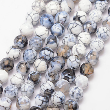 8mm White Round Fire Agate Beads