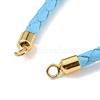 Leather Braided Cord Link Bracelets(MAK-K022-01G)-3
