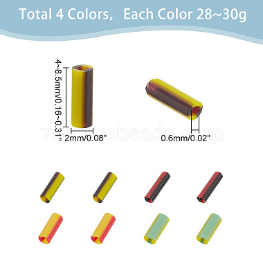 4 Colors Opaque Colours Two Tone Bugle Beads(SEED-AR0001-10)-2