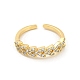 Wheat Brass Micro Pave Clear Cubic Zirconia Open Cuff Rings(RJEW-G309-22G)-2