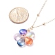 Glass Beaded Flower Pendant Necklace with Satellite Chain(NJEW-JN03842)-7
