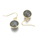 Flat Round Golden Tone Brass Natural Labradorite Dangle Earrings(EJEW-M059-08)-2