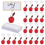 20Pcs Apple Wood & Iron Name Card Holders, with 20Pcs Paper Blank Place Cards, Red, 33x82.5mm(AJEW-GA0010-01)