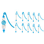 Plastic Bookmarks, Beadable Bar Hook Bookmark, Deep Sky Blue, 90.5x14x1.5mm(FIND-BT0001-33E)