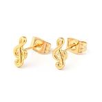 304 Stainless Steel Tiny Musical Note Stud Earrings with 316 Stainless Steel Pins for Women, Golden, 9x4.5mm, Pin: 0.6mm(EJEW-J043-11G)
