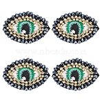 4Pcs Evil Eye Shape Glass Bead Ornament Accessories, with Rhinestone, Black, 30~32x47~48x5mm(DIY-FG0005-71)