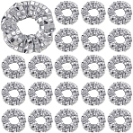24Pcs Polyester Elastic Hair Accessories, for Girls or Women, with Paillette, Scrunchie/Scrunchy Hair Ties, Silver, 102x28mm, Inner Diameter: 36mm(AJEW-CN0003-80)
