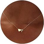 Simple Style Adjustable 316L Surgical Stainless Steel Heart and Initial Pendant Necklaces for Women, Real 14K Gold Plated, Letter P, 15.75 inch(40cm)(WG95AEF-16)