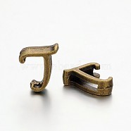Tibetan Style Antique Bronze Plated Alloy Letter Slide Charms, Nickel Free, Letter.L, 10~12x8~13x4mm, Hole: 2x8mm(PALLOY-J542-L-NF)