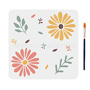 US 1Pc PET Hollow Out Drawing Painting Stencils, for DIY Scrapbook, Photo Album, with 1Pc Art Paint Brushes, Flower Pattern, Stencils: 300x300mm(DIY-MA0001-25B)