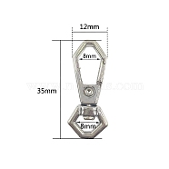 Alloy Swivel Clasps, for Bag Making, Platinum, 35x12mm, Hole: 8mm(PW-WG74639-01)
