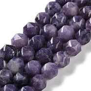 Natural Lepidolite Beads Strands, Faceted, Double Hearted & Star Cut Beads, 7~8.5x7.5~8mm, Hole: 0.8~1mm, about 48~50pcs/strand, 15.16~15.55 inch(38.5~39.5cm)(G-NH0021-A07-01)