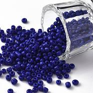 Glass Seed Beads, Opaque Colours Seed, Small Craft Beads for DIY Jewelry Making, Round, Blue, 3mm, Hole:1mm, about 10000pcs/pound(SEED-A010-3mm-48)