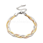 304 Stainless Steel Interlocking Herringbone Chain Bracelet for Men Women, Mixed Color, 7-3/8 inch(18.6cm)(BJEW-H554-01)