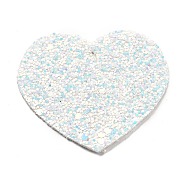 PU Leather Big Pendants, with Sequins, Valentine's Day Collection, Heart, Sky Blue, 50x56.5x2mm, Hole: 1.6mm(FIND-R050-01L)