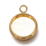 304 Stainless Steel Pendant Cabochon Settings, Plain Edge Bezel Cups, Flat Round, Real 18K Gold Plated, Tray: 8mm, 13.8x10x1.8mm, Hole: 2.4mm(STAS-Z030-01F-G)