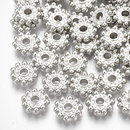 CCB Plastic Spacer Beads, Flower, Platinum, 8.5x2mm, Hole: 2mm(CCB-T006-086P)