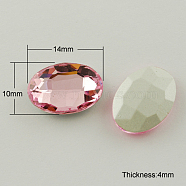 Glass Pointed Back Rhinestone, Back Plated, Faceted, Oval, Flamingo, 10x14x4mm(RGLA-Q011-10x14mm-1)